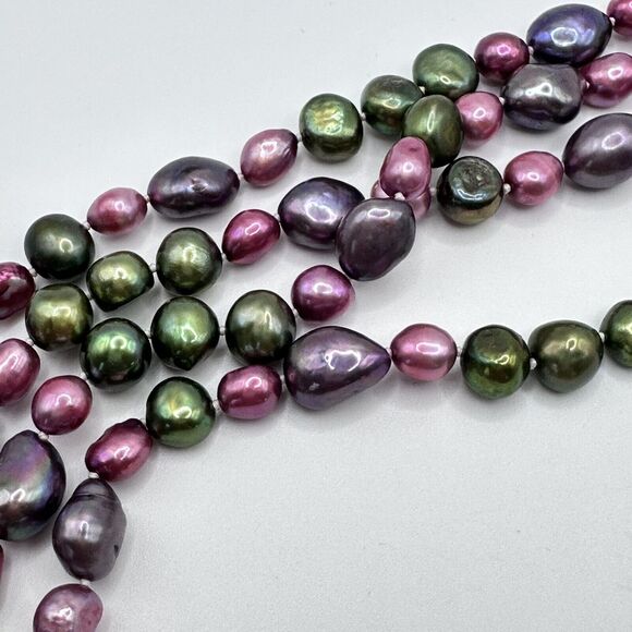 Vintage Baroque Necklace Freshwater Pearls Rope Length 48" Signed Av Multi Color - Picture 7 of 15